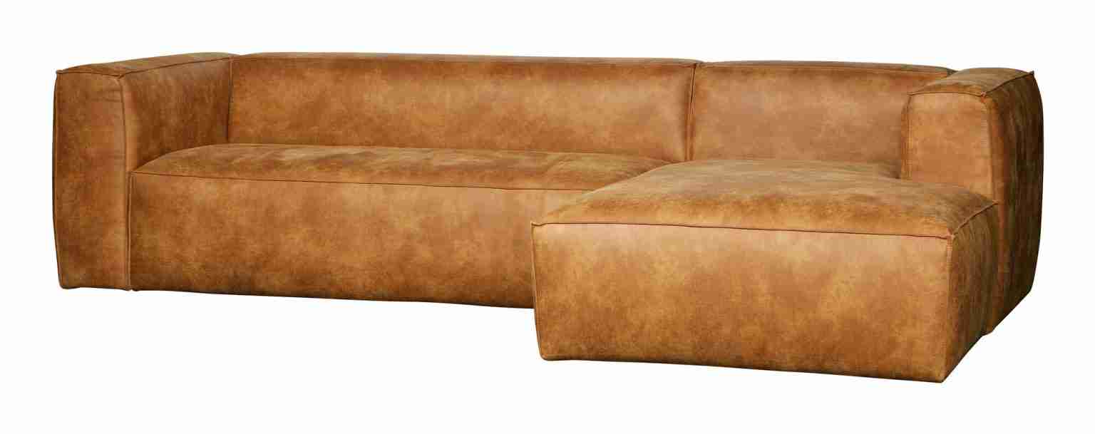 WOOOD Hoekbank 'Bean' rechts, leder cognac