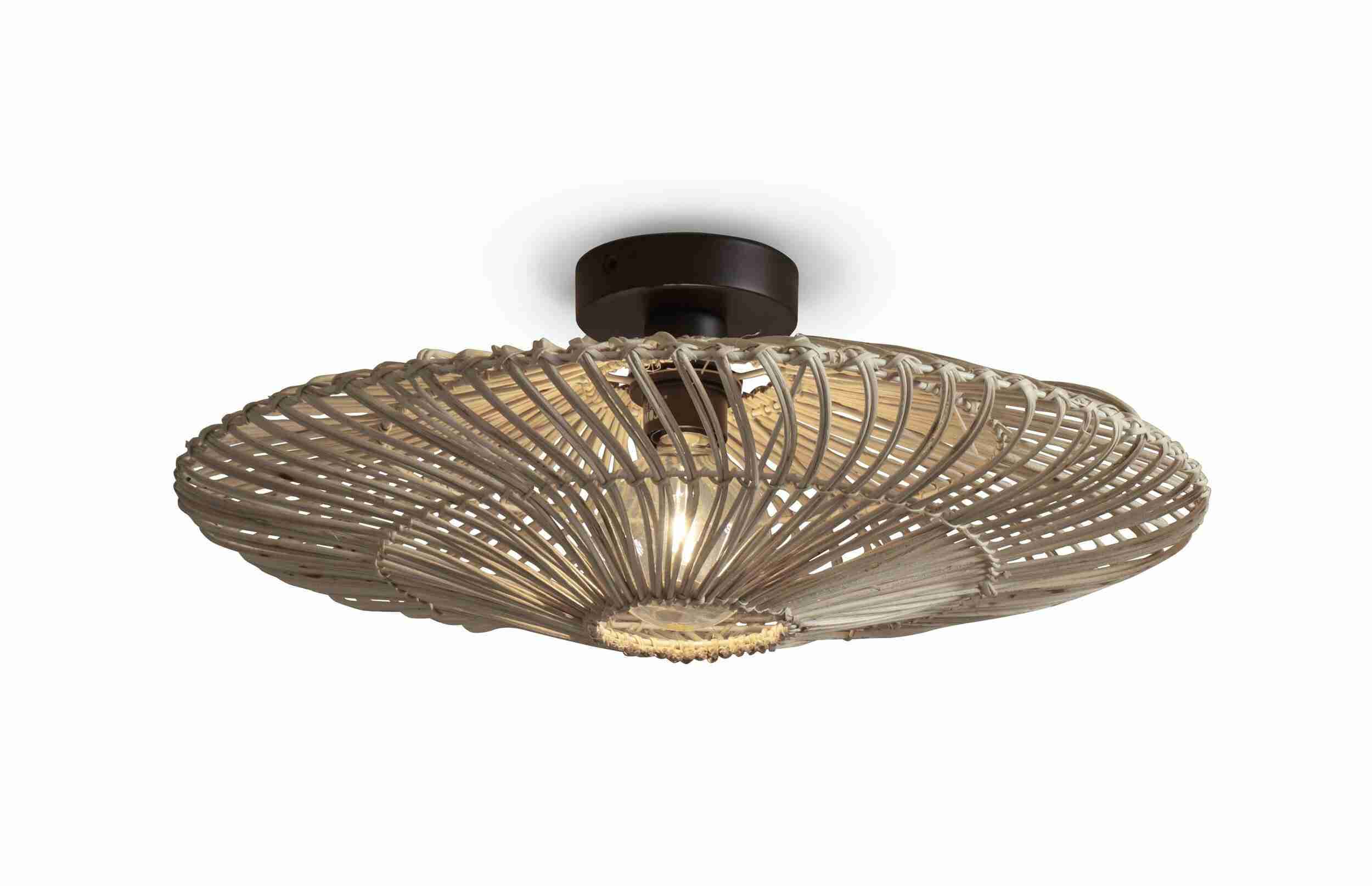 GOOD&MOJO Plafondlamp 'Zanzibar' Rotan, 55cm, kleur Wit