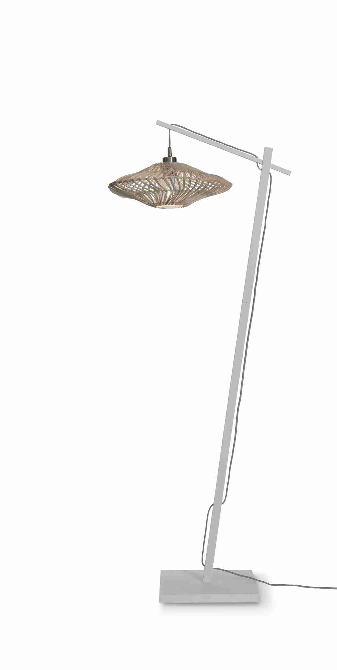 GOOD&MOJO Vloerlamp 'Zanzibar' Bamboe en rotan, 150cm, kleur Wit