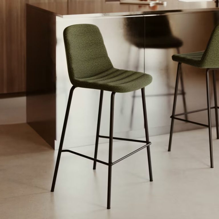 Kave Home Barkruk 'Zunilda' Chenille, kleur Groen