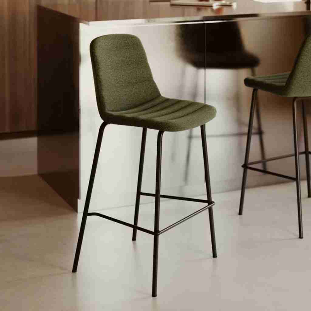 Kave Home Barkruk 'Zunilda' Chenille, kleur Groen