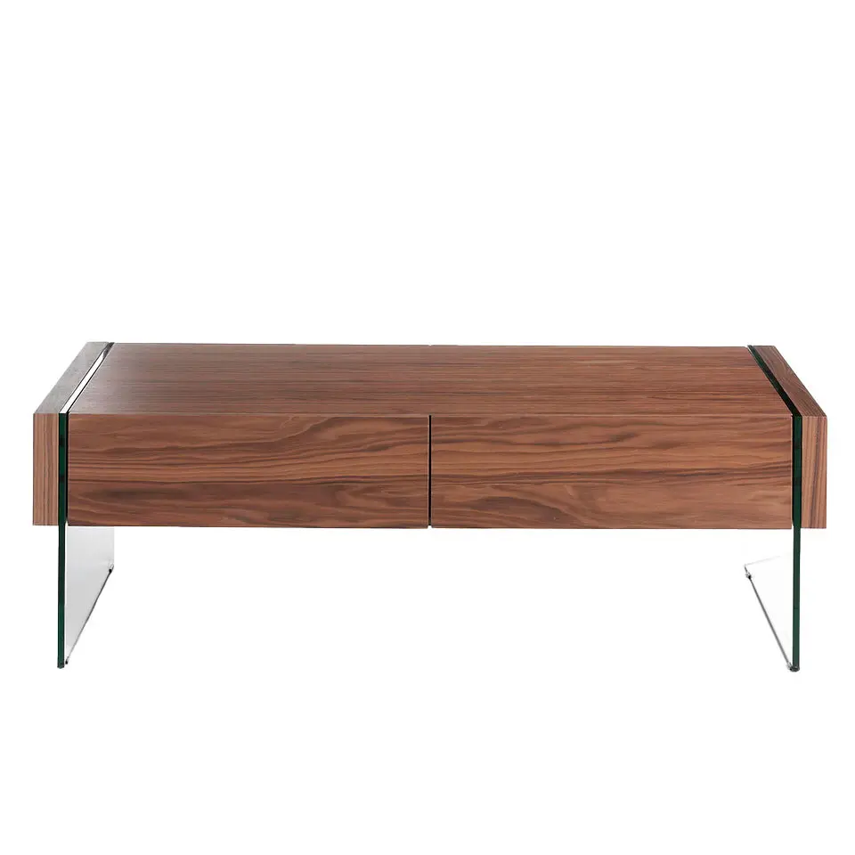 Walnoothouten en glazen salontafel Angel Cerdà