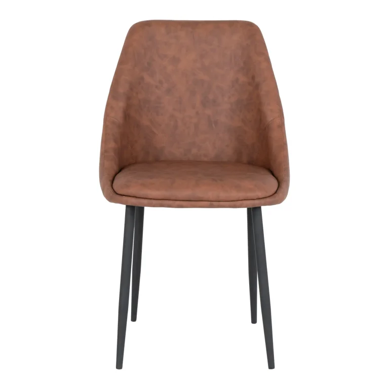 Set van 2 pu eetkamerstoelen met zwarte poten House Nordic Porto