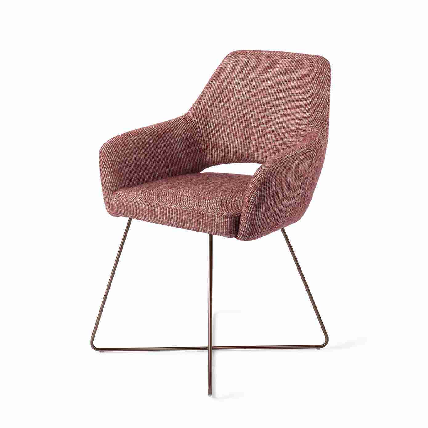 Jesper Home Eetkamerstoel 'Yanai' Cross Rose, kleur Berry Bars