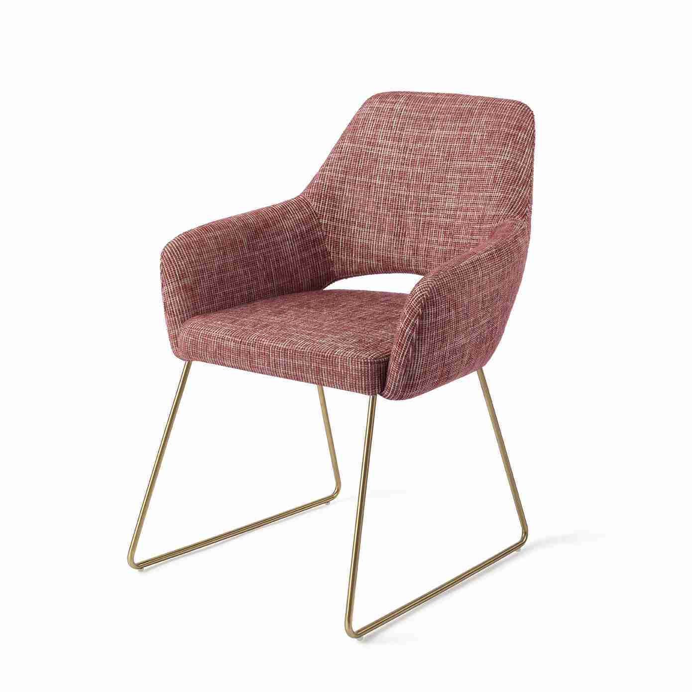 Jesper Home Eetkamerstoel 'Yanai' Slide Gold, kleur Berry Bars