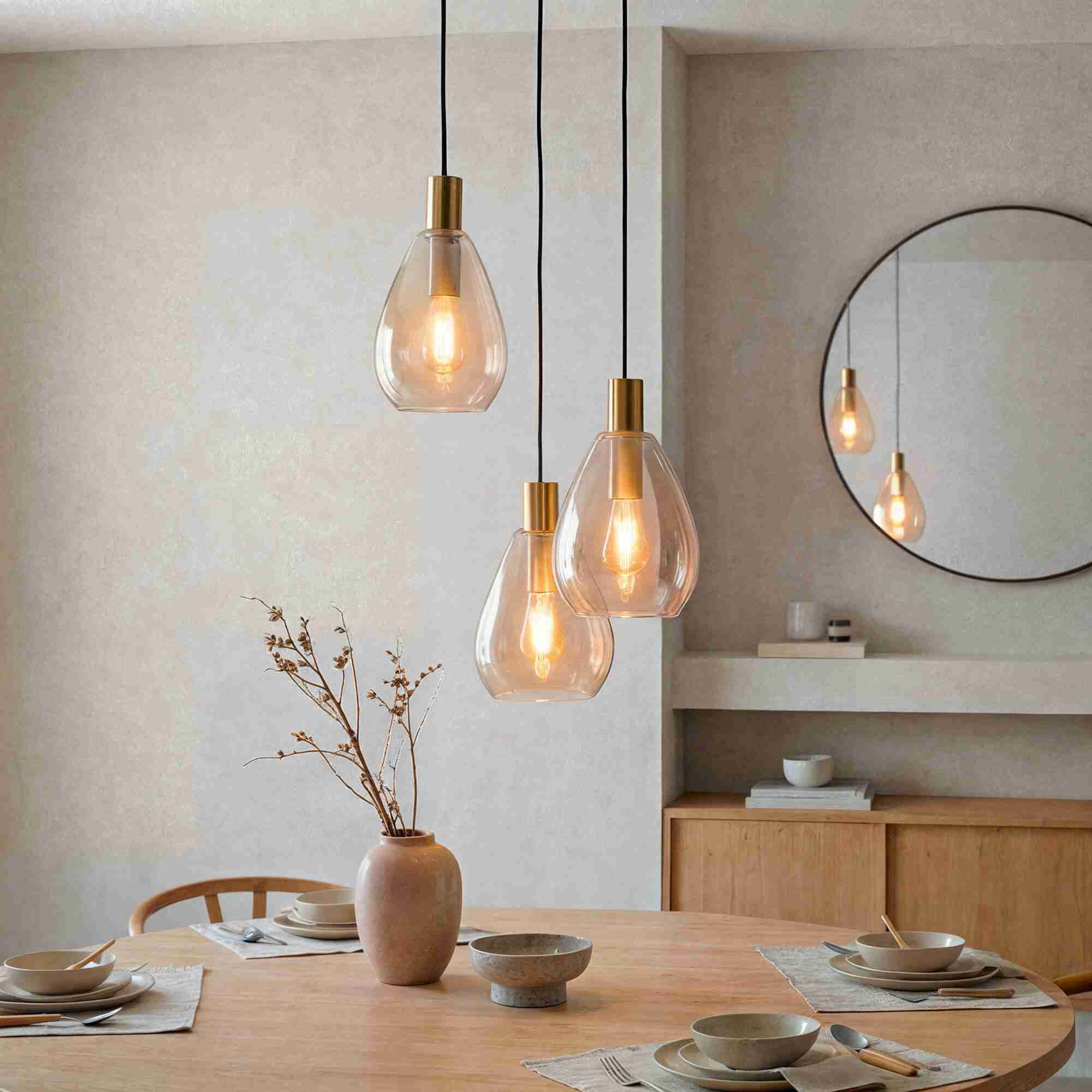 BASE Hanglamp Aislynn 3-lamps, Glas - Amber
