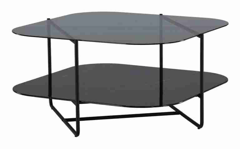 Nohr Salontafel Nadir Marmerlook en glas, 85 x 85cm - Zwart - Vierkant
