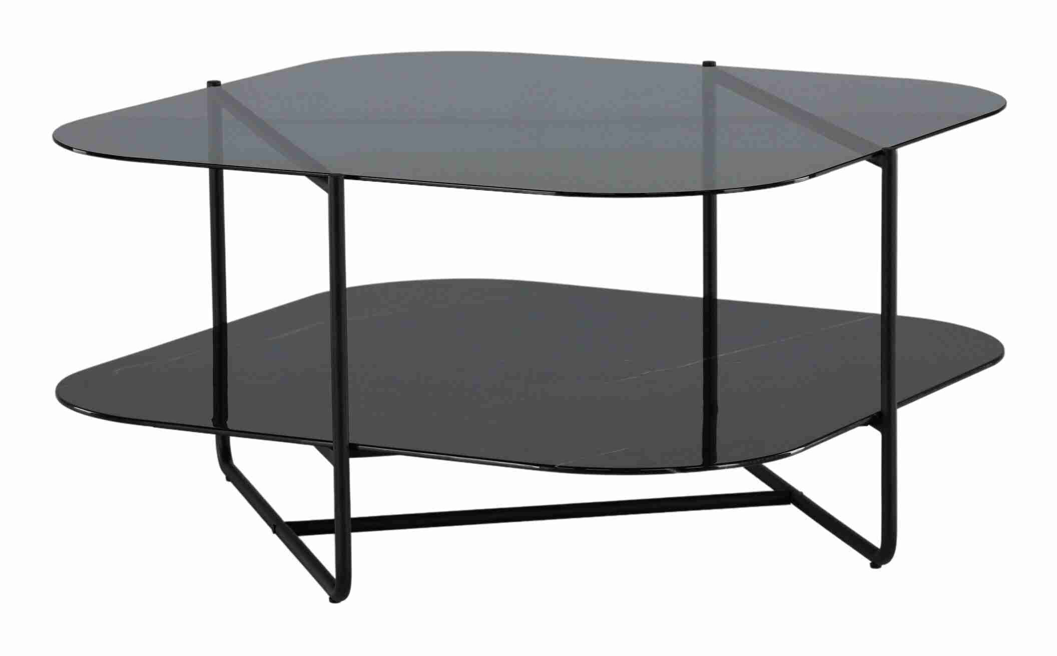 Nohr Salontafel Nadir Marmerlook en glas, 85 x 85cm - Zwart - Vierkant