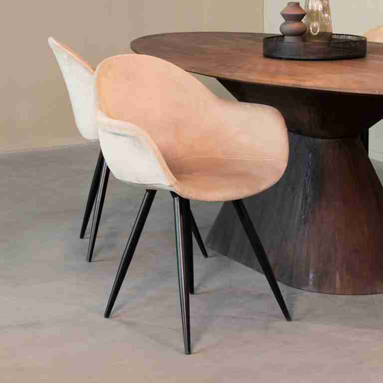 LABEL51 Eetkamerstoel 'Forli' Velvet, kleur Zand