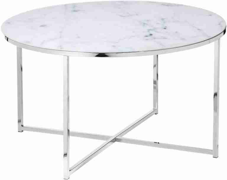 Artistiq Salontafel 'Roel', 80cm, Marmerlook, kleur Wit /Chroom