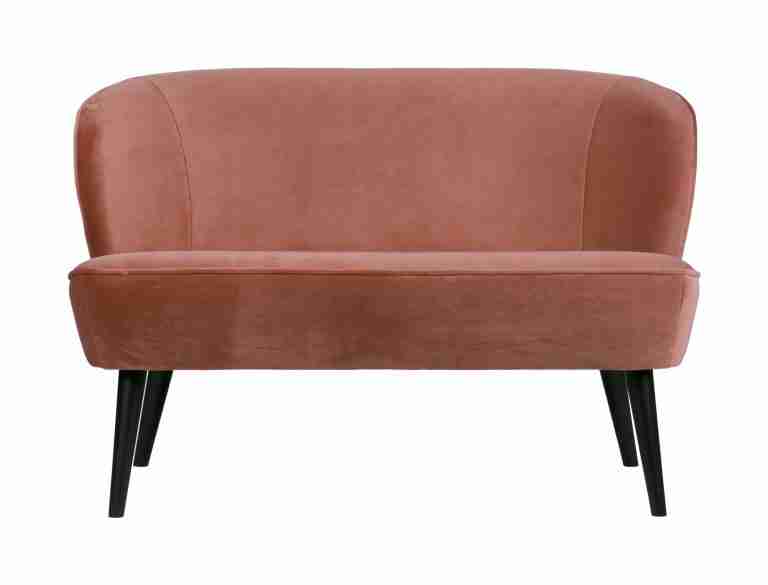 WOOOD Bankje 'Sara' Velvet 110cm, kleur Oudroze