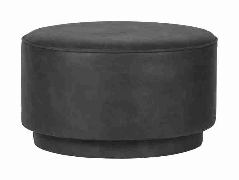 vtwonen Ronde Poef 'Coffee' Eco-leer 60cm, kleur Antraciet