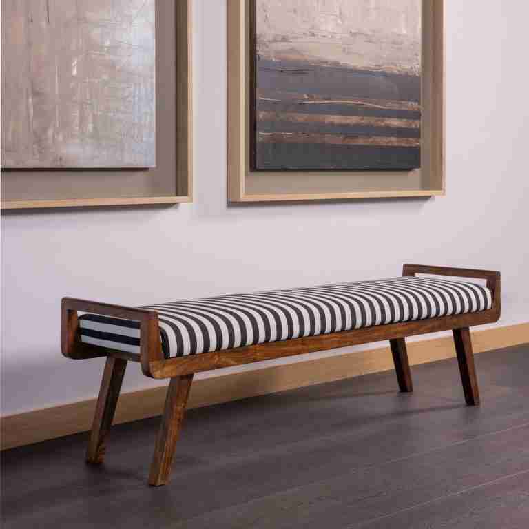 WOOOD Bankje Valo Stof en acaciahout, 157cm - Zwart