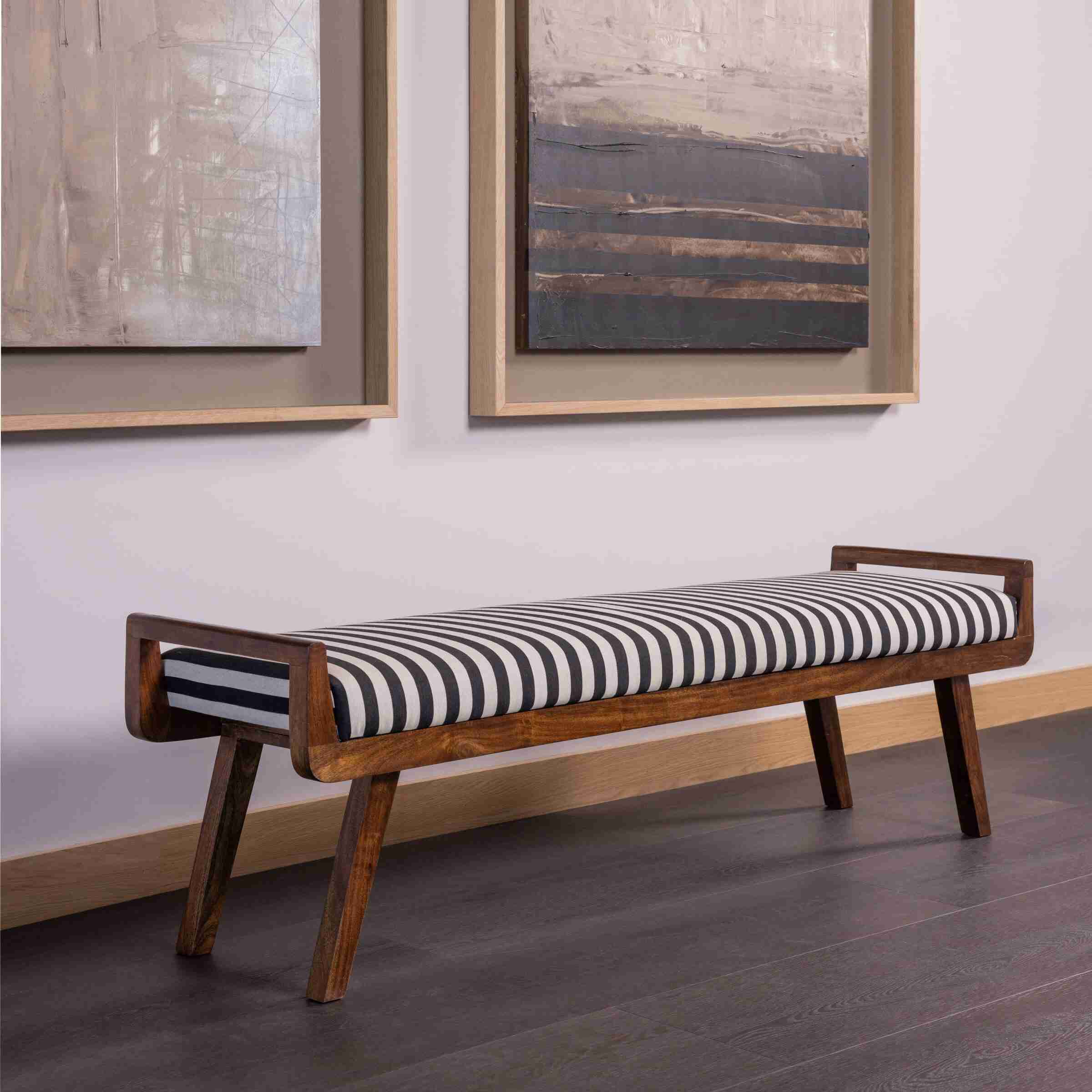 WOOOD Bankje Valo Stof en acaciahout, 157cm - Zwart