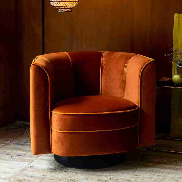 Dutchbone Draaibare Fauteuil 'Flower', kleur Oranje