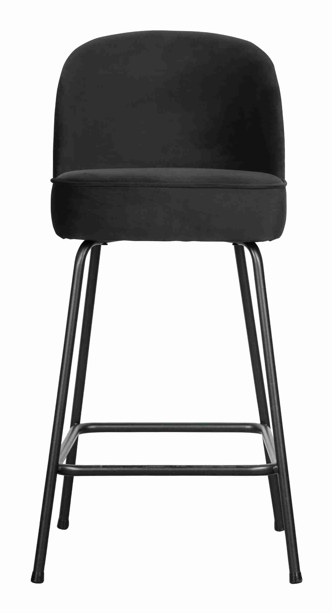 WOOOD Barkruk 'Vogue' (zithoogte 65cm) Velvet, kleur Zwart
