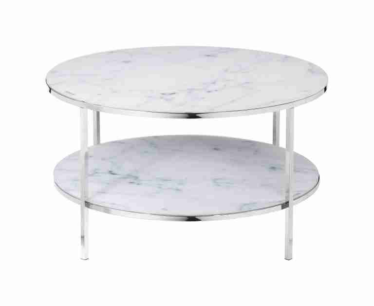 Artistiq Salontafel 'Daisy', 80cm, Marmerlook, kleur Wit
