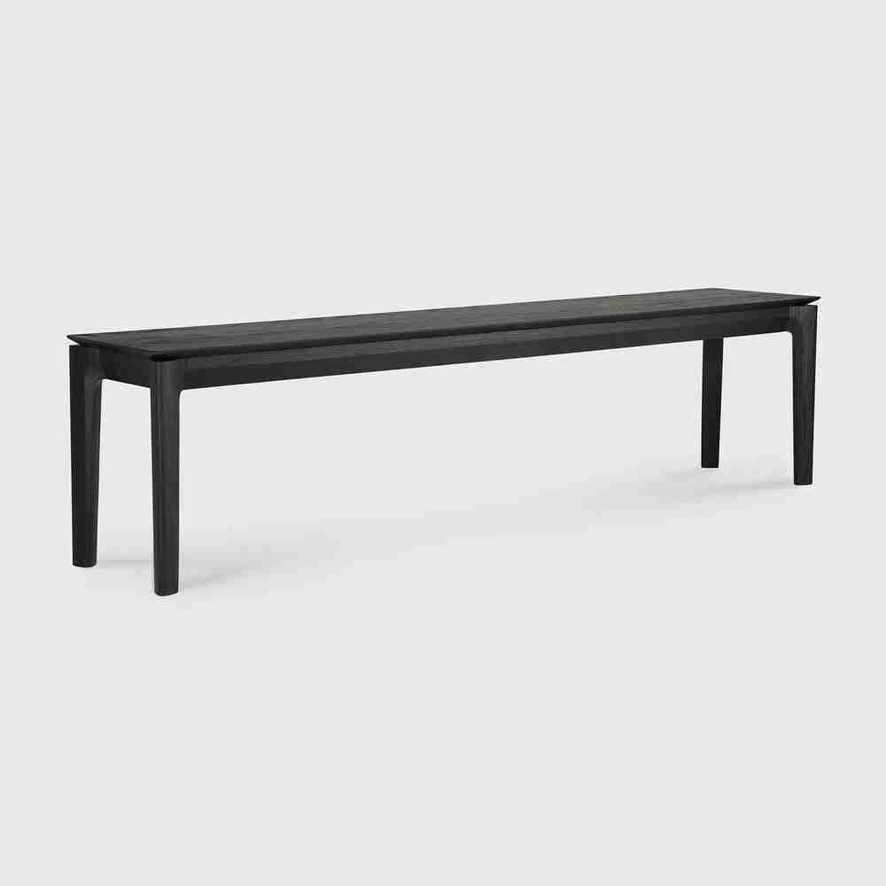 Ethnicraft Eetkamerbank Bok Gevernist Eikenhout, 186cm - Zwart