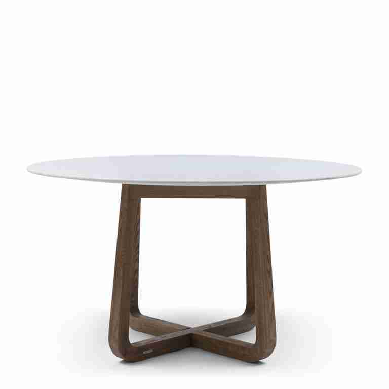 Rivièra Maison Ronde Eettafel Casone Marmer en eikenhout, 140cm - Wit