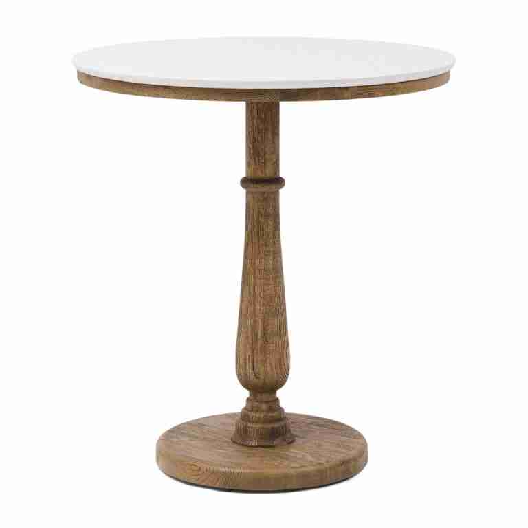 Rivièra Maison Ronde Bistrotafel Amalfi Marmer en eikenhout, 70cm - Wit