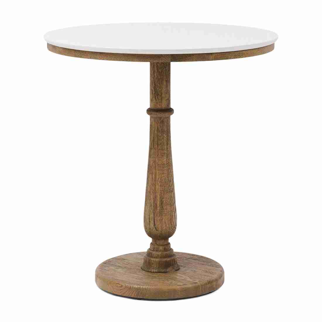 Rivièra Maison Ronde Bistrotafel Amalfi Marmer en eikenhout, 70cm - Wit