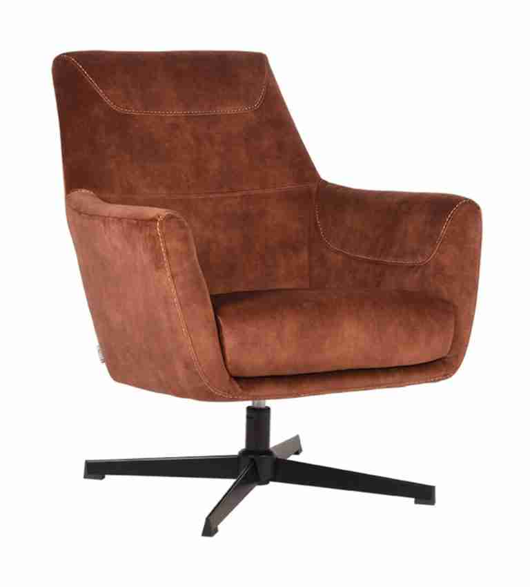 LABEL51 Draaibare Fauteuil 'Toby' Velvet, kleur Roest