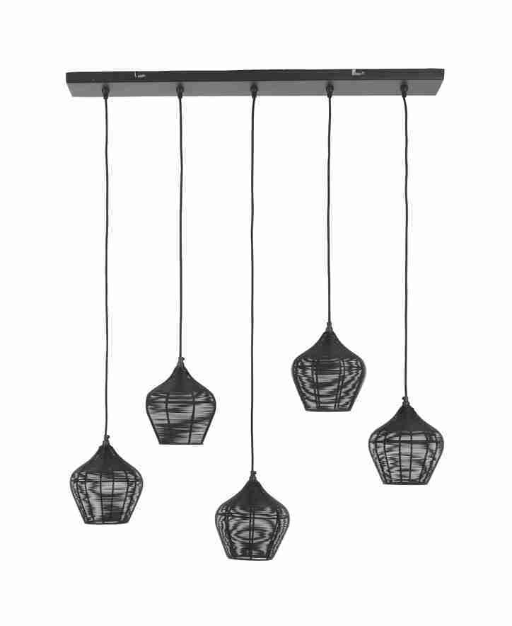 Light & Living Hanglamp 'Alvaro' 5-Lamps, kleur Mat Zwart