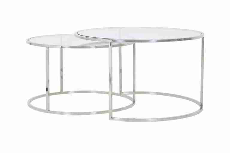 Light & Living Salontafel 'Duarte' Set van 2 stuks, nikkel+glas