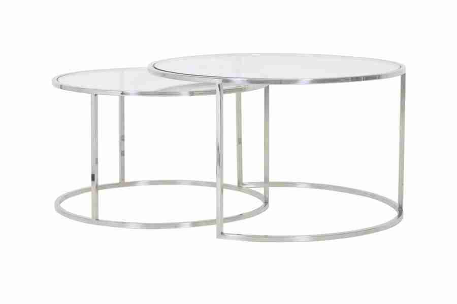 Light & Living Salontafel 'Duarte' Set van 2 stuks, nikkel+glas
