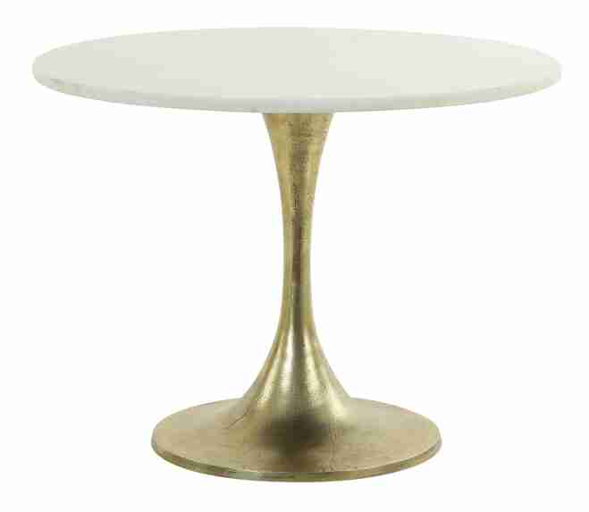 Light & Living Bijzettafel 'Rickerd' Ø61cm, wit marmer+antiek brons