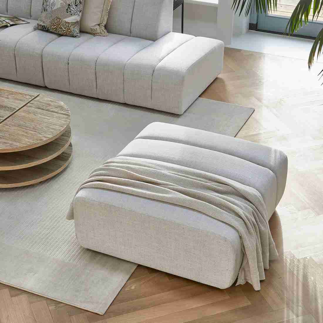 Rivièra Maison Hocker 'Dazzle' Rich Tweed, kleur Antiek Wit