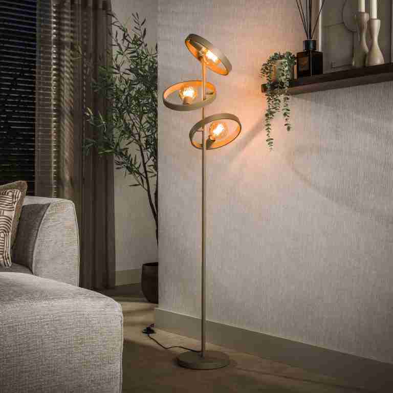 LifestyleFurn Vloerlamp Homer 3-lamps - Beige