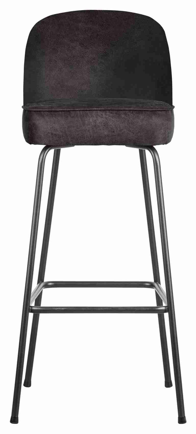 WOOOD Barkruk 'Vogue' (zithoogte 80cm), Leder, kleur Zwart