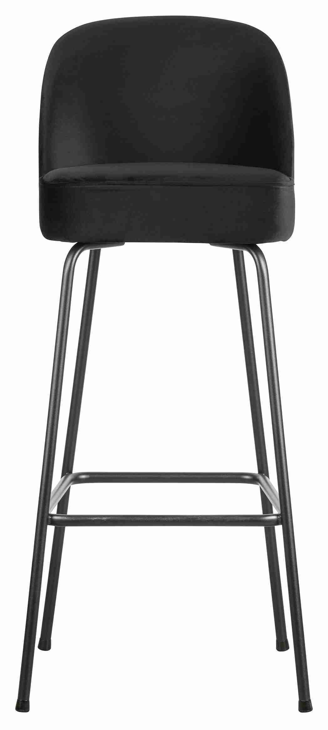 WOOOD Barkruk 'Vogue' (zithoogte 80cm) Velvet, kleur Zwart