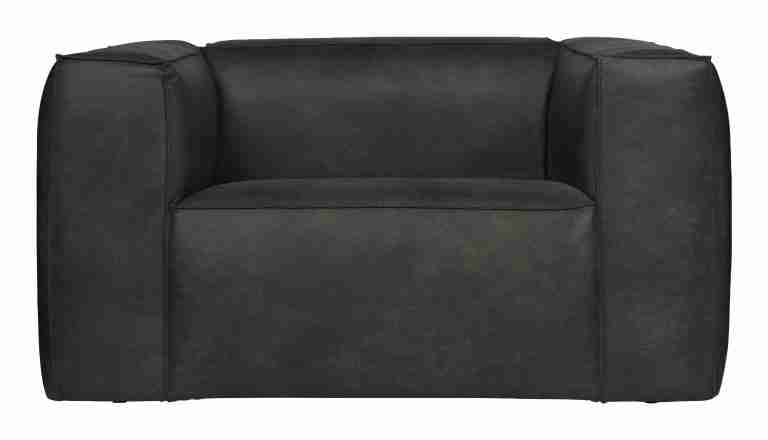WOOOD Fauteuil 'Bean' Recycle Leer, kleur Zwart