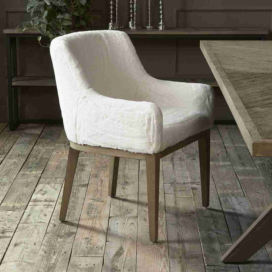 Rivièra Maison Eetkamerstoel 'Whistler' Faux Fur, kleur Snow