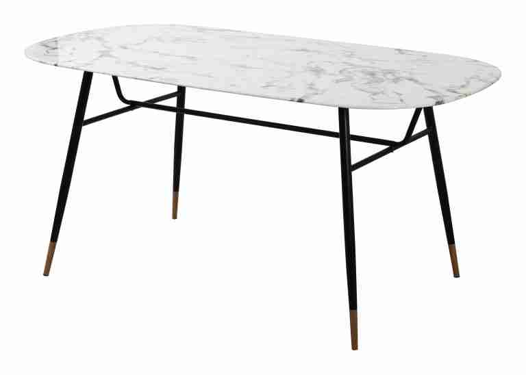 Artistiq Eettafel Steffani Deens Ovaal, Marmerlook, 160 x 90cm - Wit