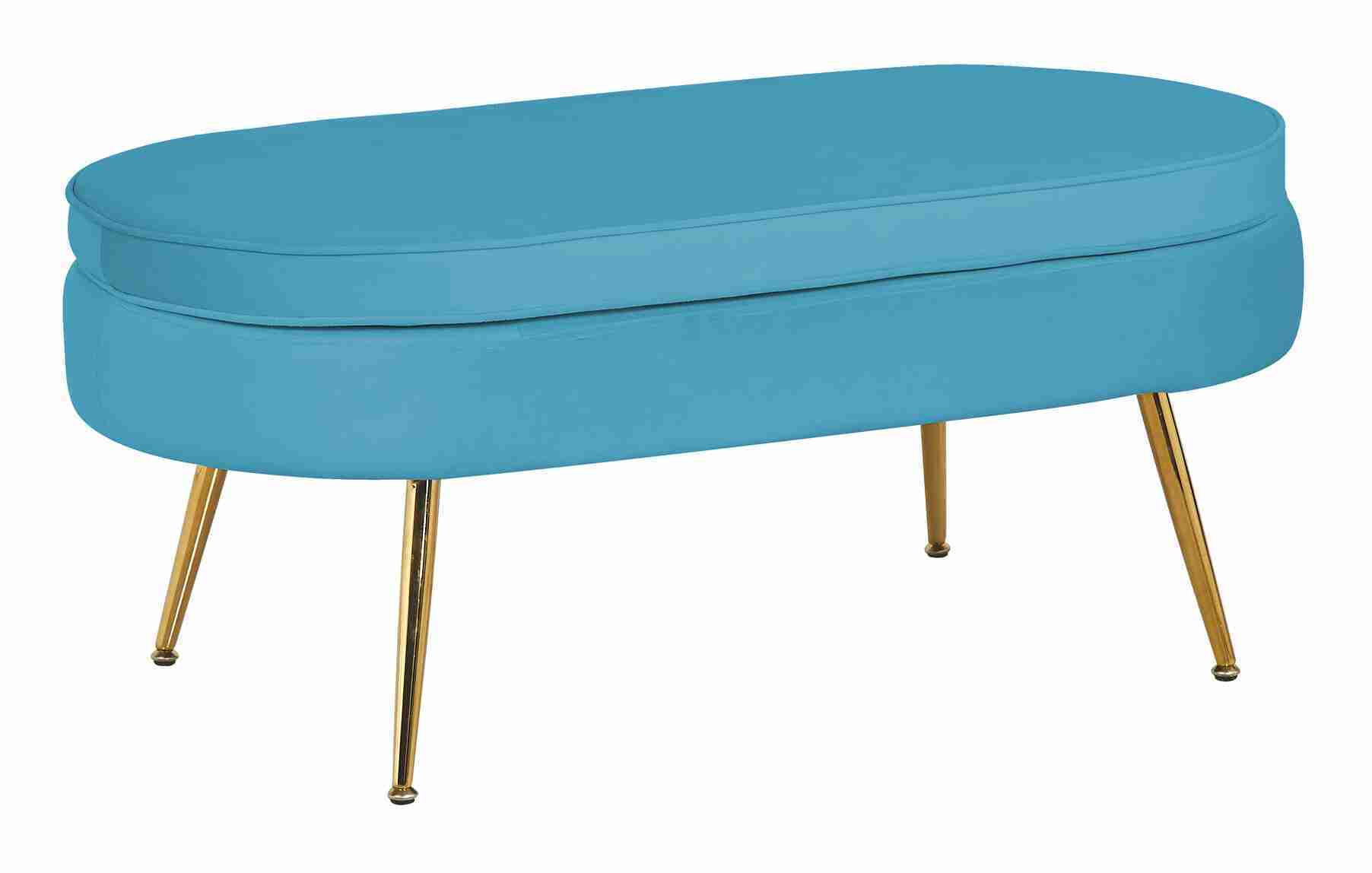 Artistiq Hocker Loulou Velvet - Blauw - Ovaal