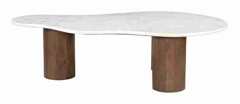 Artistiq Organische Salontafel Shaneen Marmer en mangohout, 135 x 80cm - Wit
