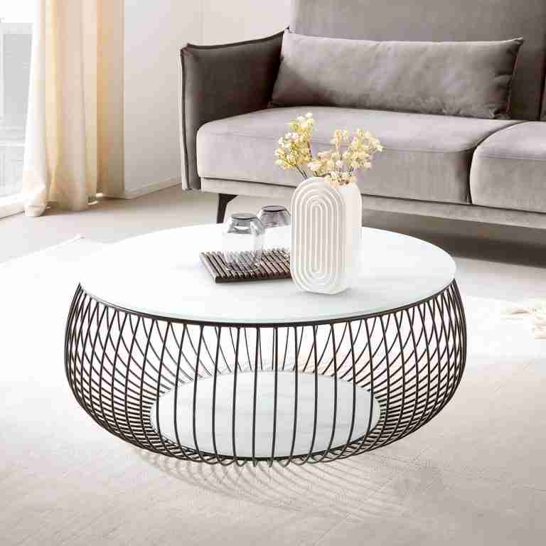 Artistiq Ronde Salontafel Johathan Glas 86cm - wit marmerlook