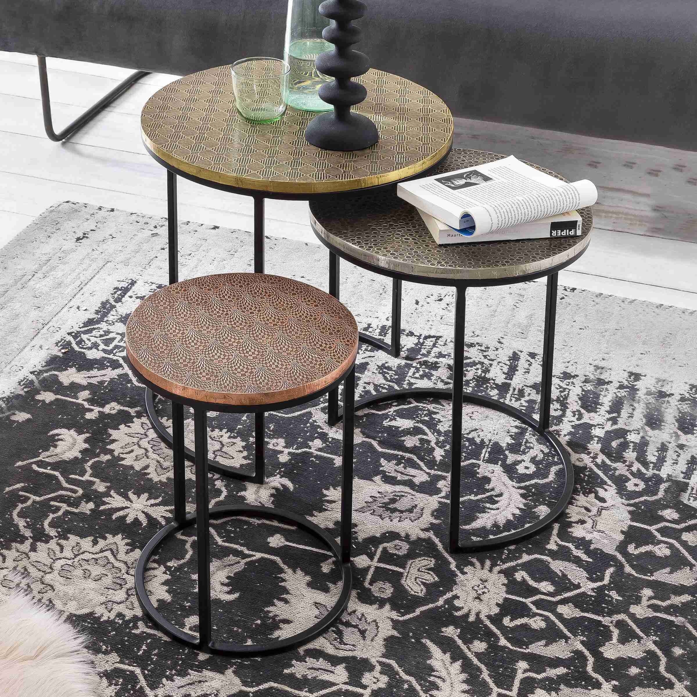 Artistiq Salontafel Hajo Set van 3 stuks - Meerkleurig - Rond