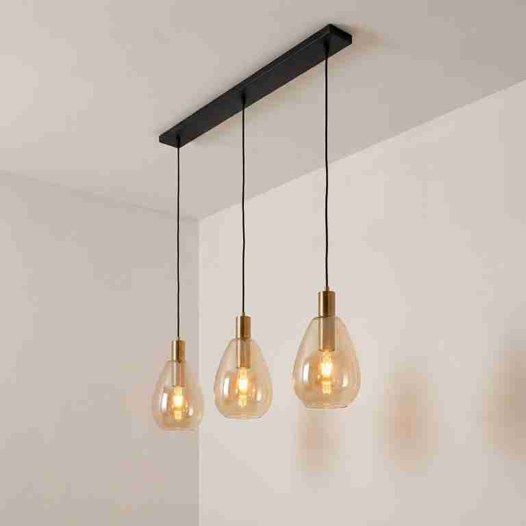 BASE Hanglamp Aislynn 3-lamps, Glas - Amber