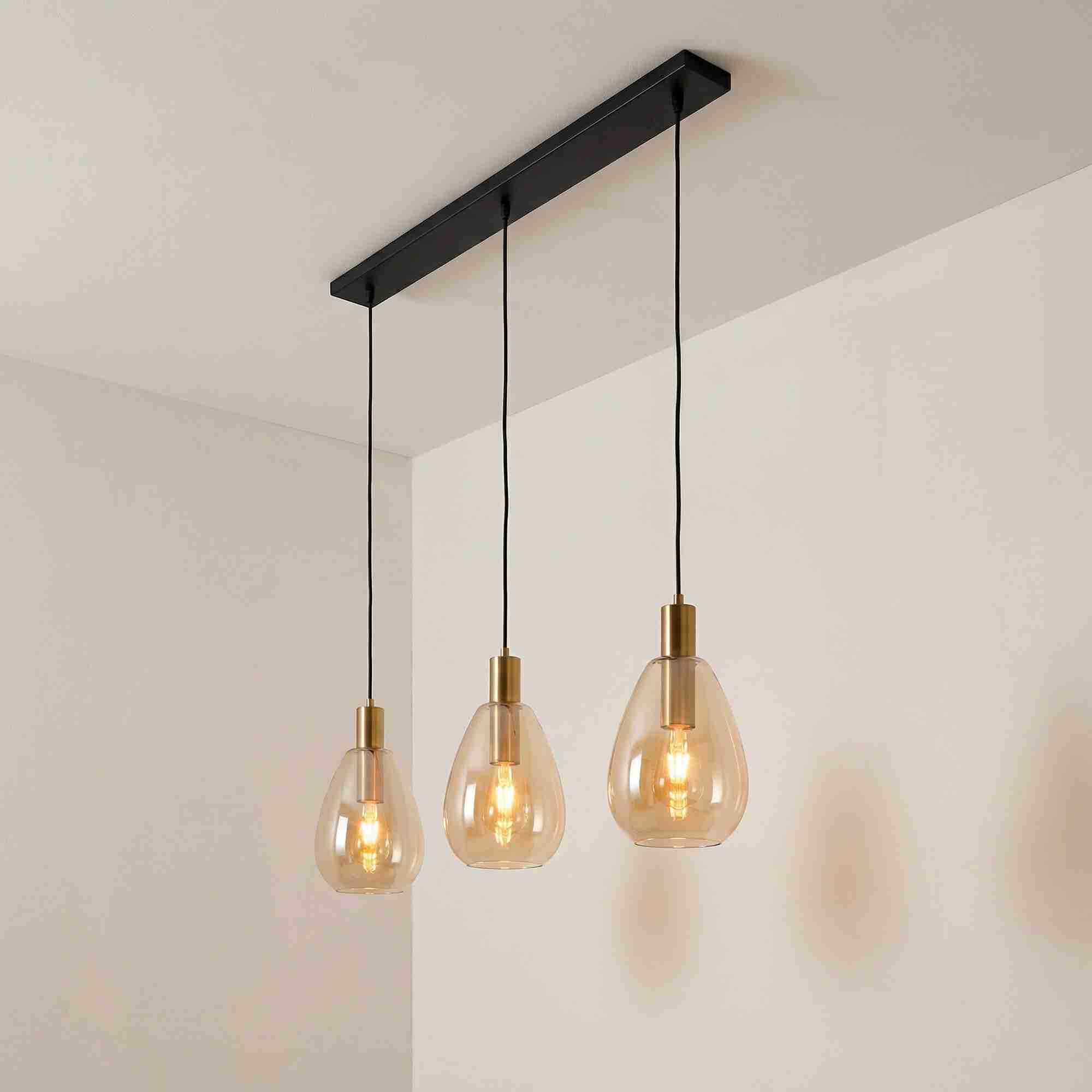 BASE Hanglamp Aislynn 3-lamps, Glas - Amber