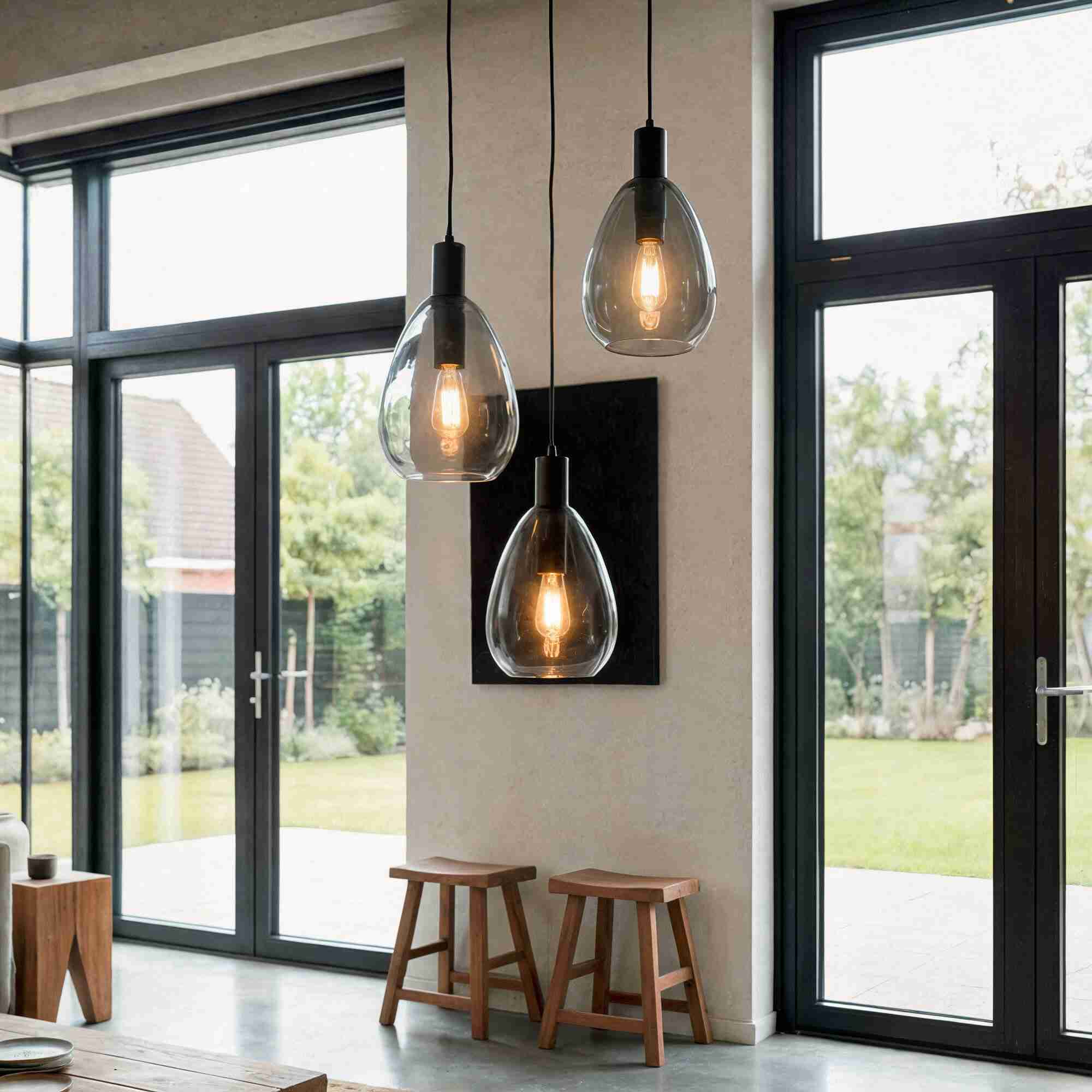 BASE Hanglamp Aislynn 3-lamps, Glas - Smoke