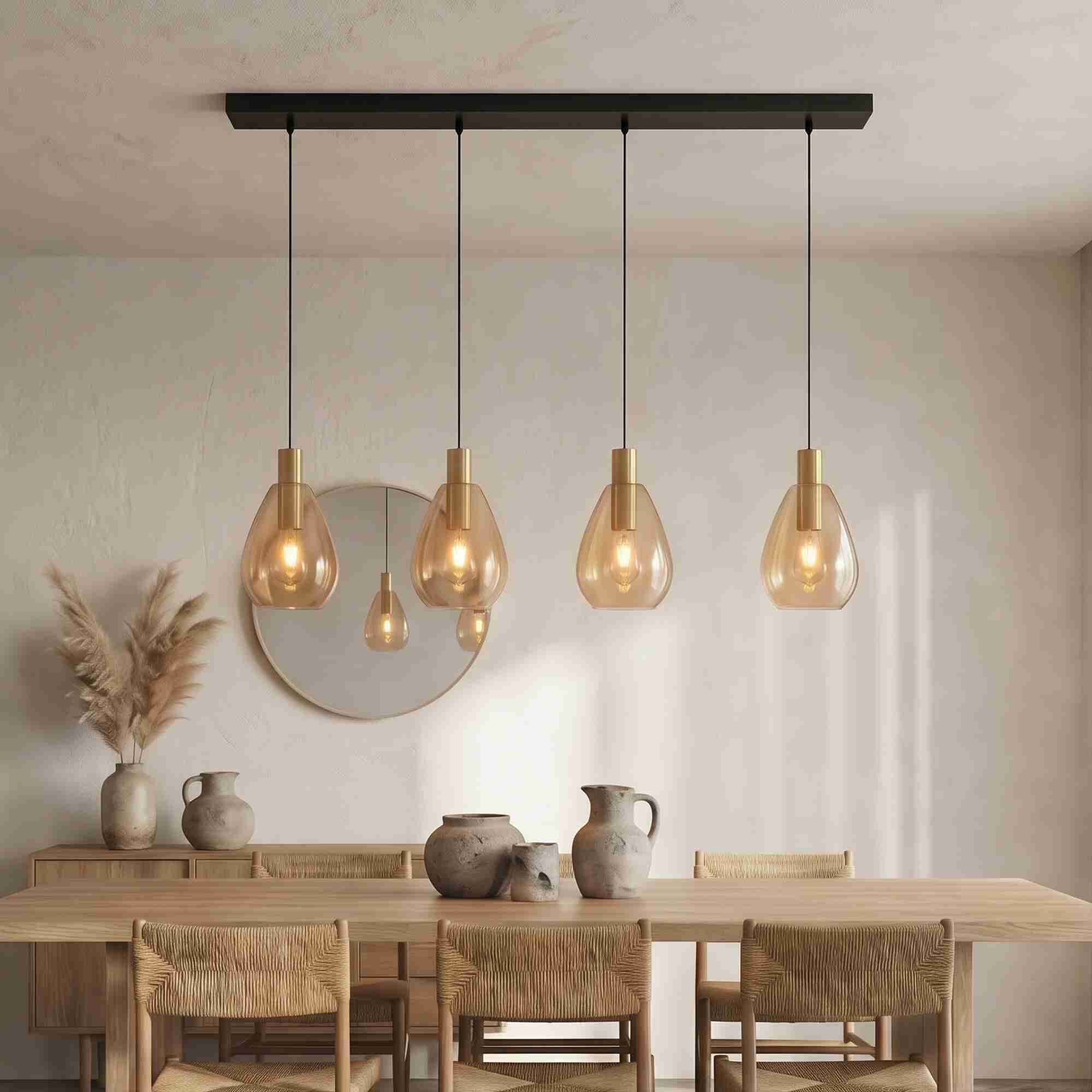 BASE Hanglamp Aislynn 4-lamps Glas - Amber