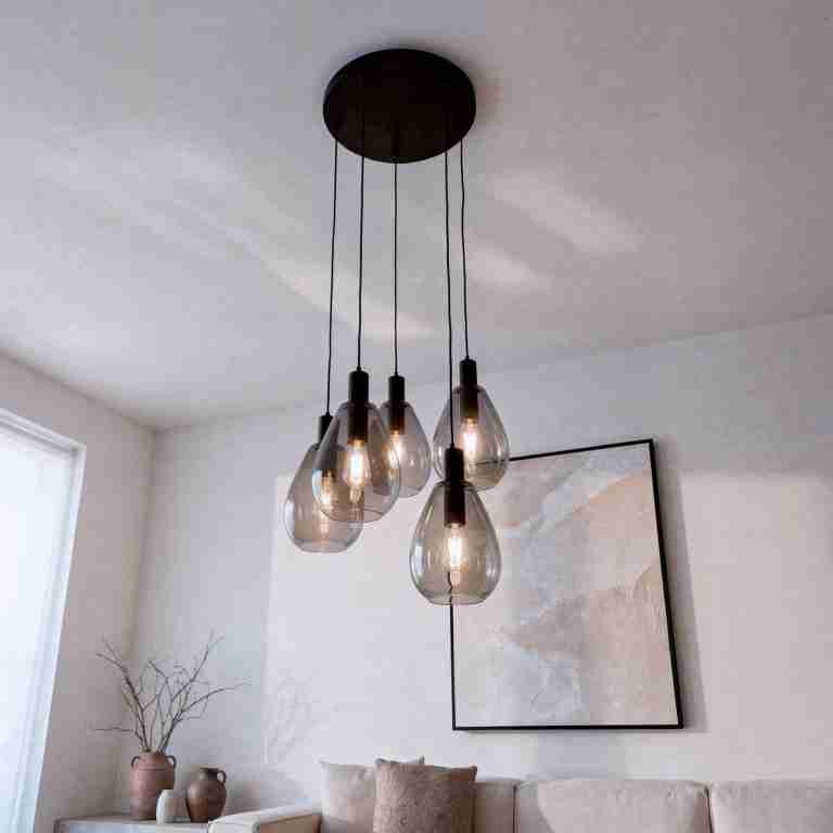 BASE Hanglamp Aislynn 5-lamps, Glas - Smoke