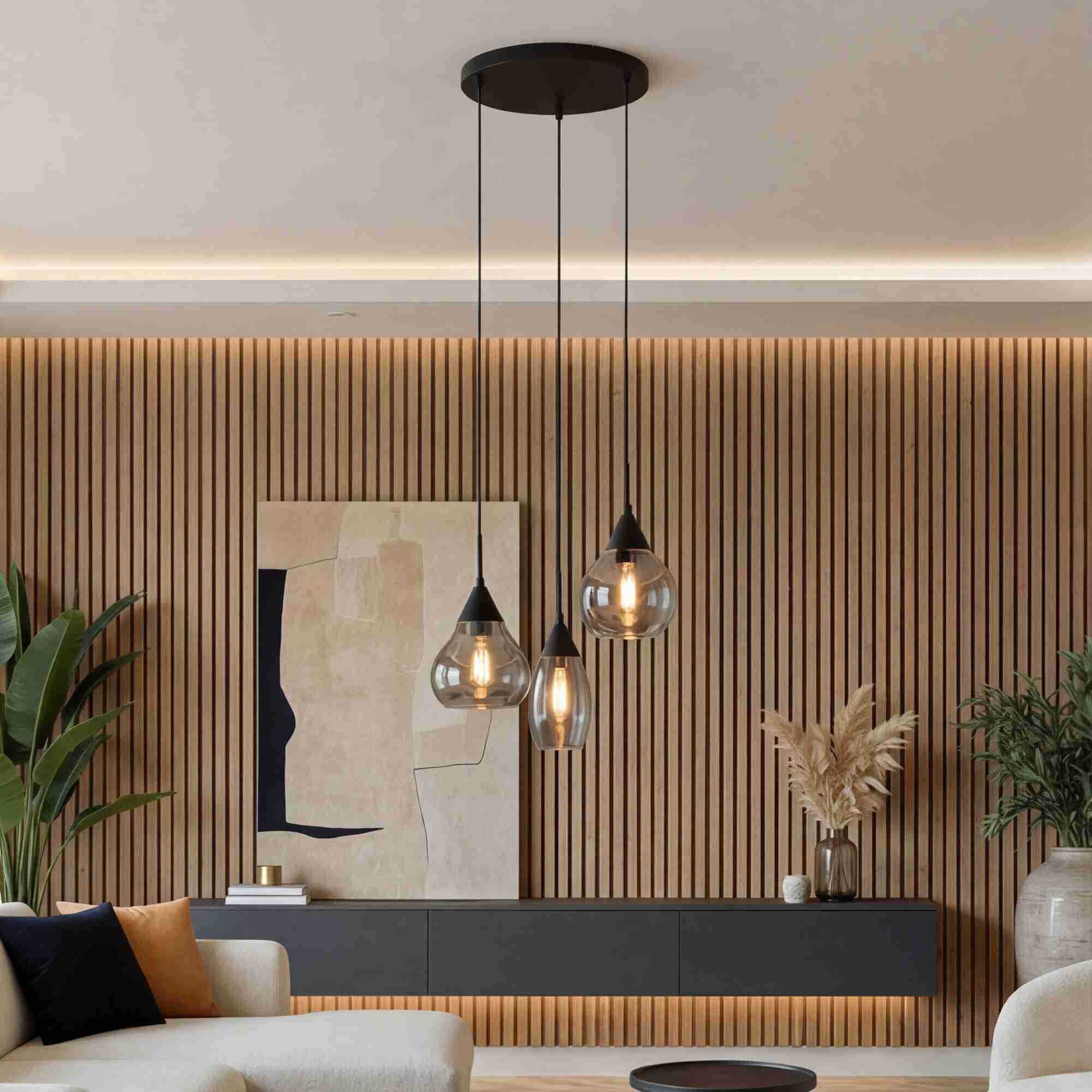 BASE Hanglamp Esperanza 3-lamps, Glas - Smoke