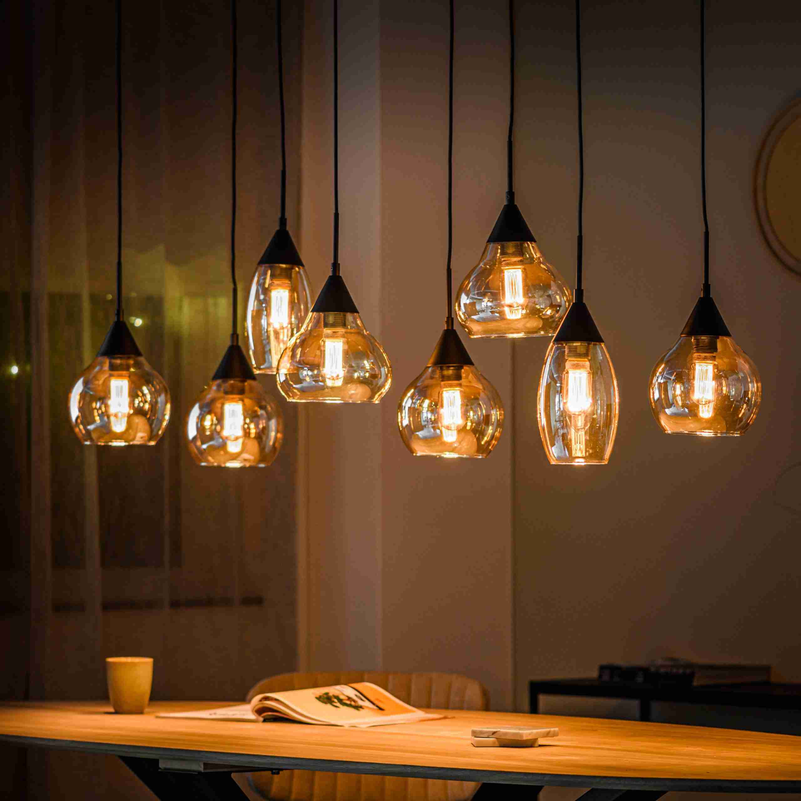 BASE Hanglamp Esperanza 8-lamps, Glas - Amber