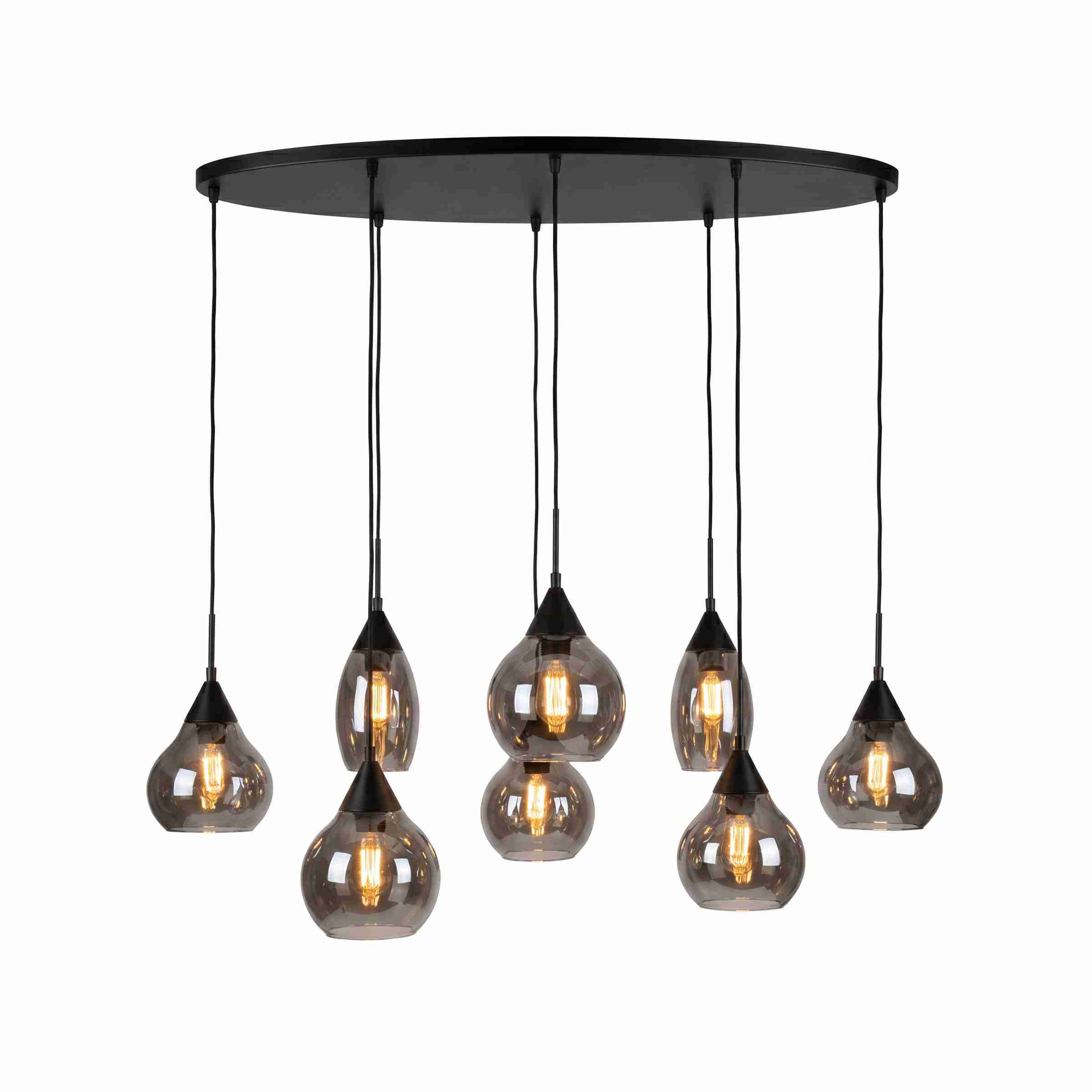 BASE Hanglamp Esperanza 8-lamps, Glas - Smoke