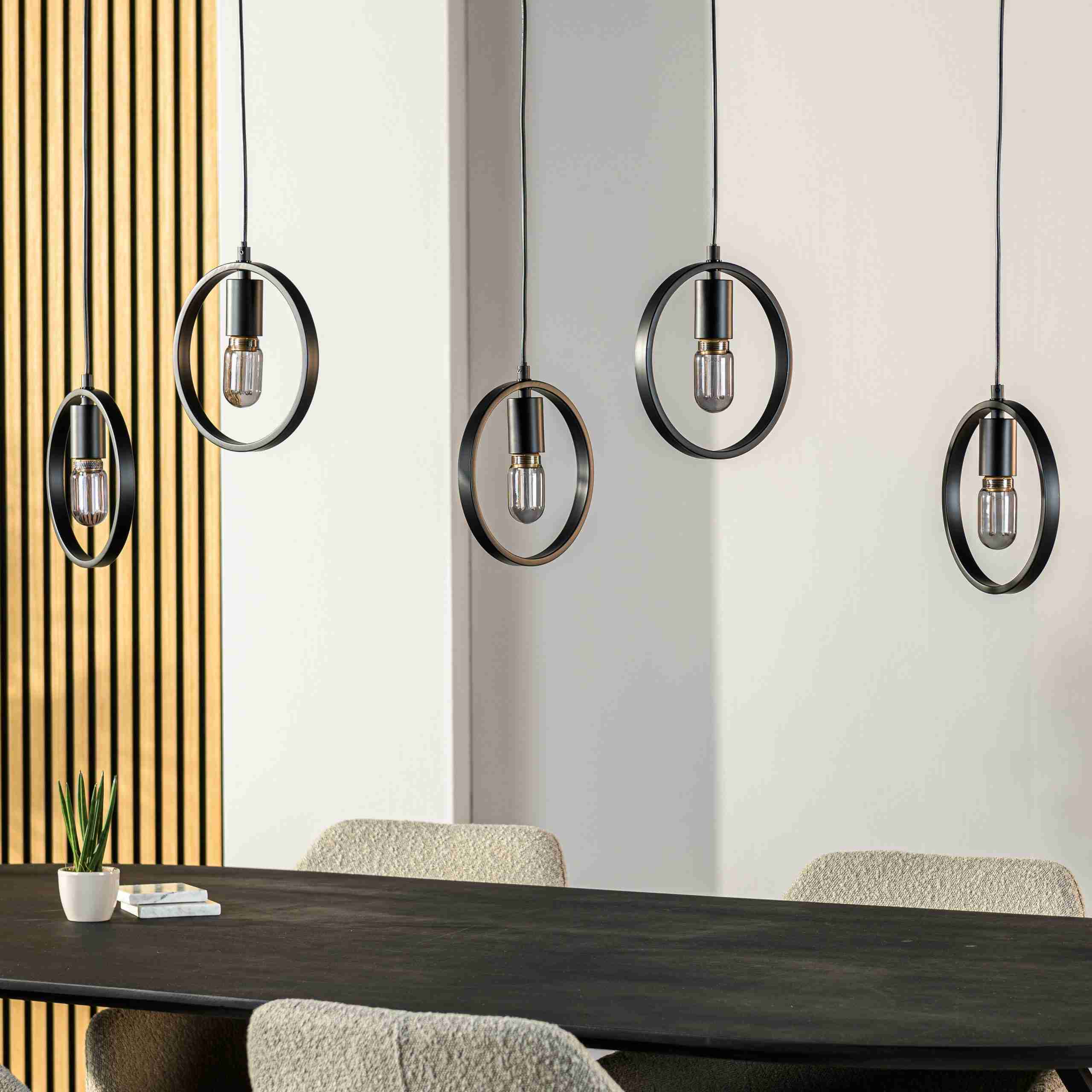 BASE Hanglamp Jadine 5-lamps - Zwart